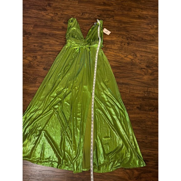 Sincerely Jules Green Metallic Maxi Party Dress Size Large - Picture 8 of 8